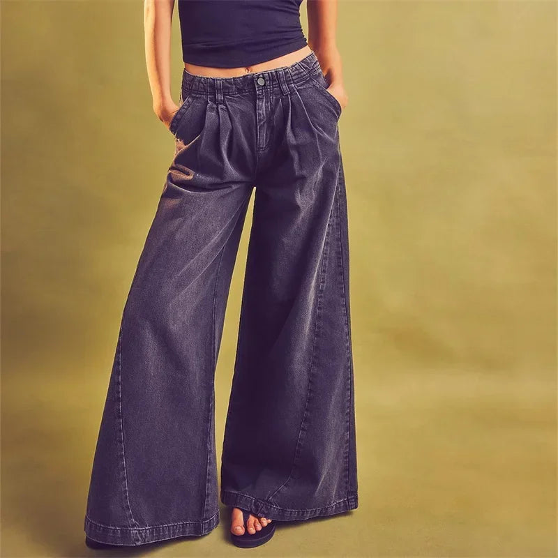 Vesper Pleated Wide-Lise Jeans