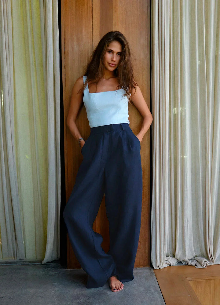 Arden Linen Wide-Leg Trousers