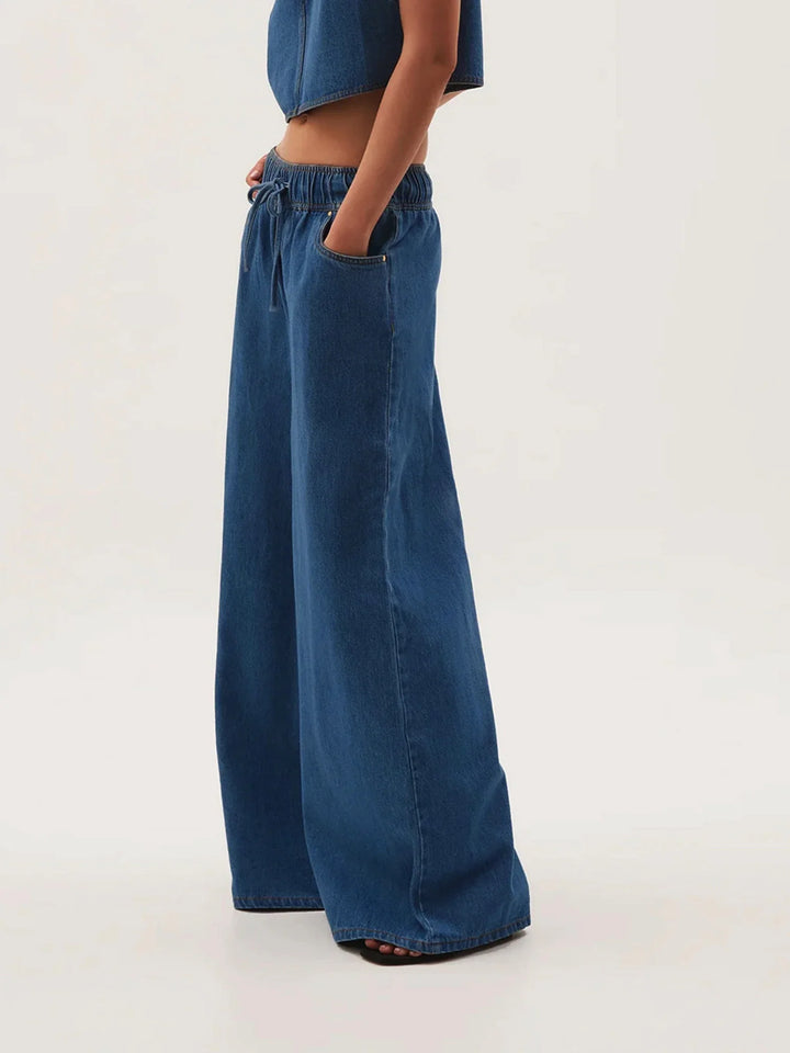 Auren Drawstring Wide-Leg Jeans