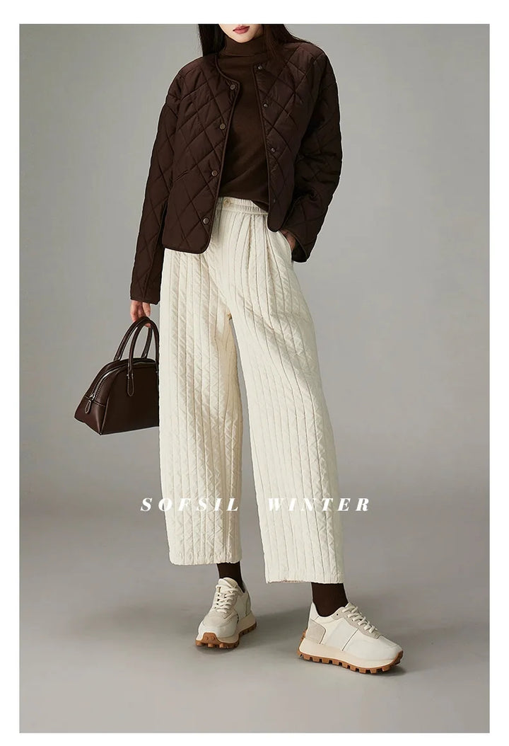 Daria Quilted Wide-Leg Pants