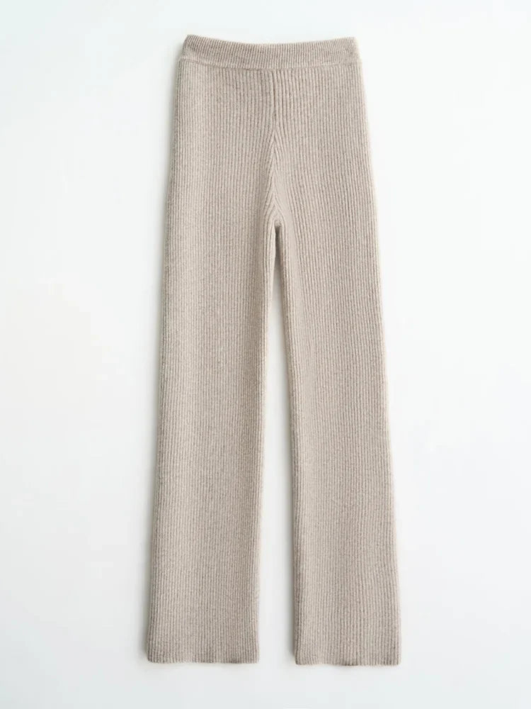 Elara Wool Knitted Wide Leg Pants