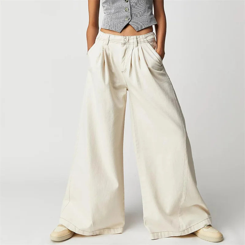 Vesper Pleated Wide-Lise Jeans