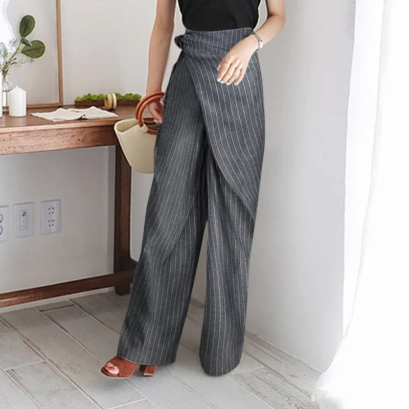 Elara Pinstripe Wrap Cotton Pants