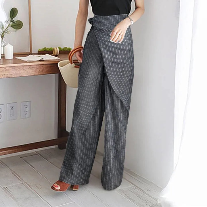 Elara Pinstripe Wrap Cotton Pants