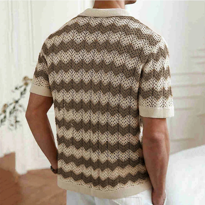 Marco Zigzag Crochet Knit Shirt
