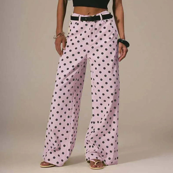 Polka Dot Wide-Leg Trousers
