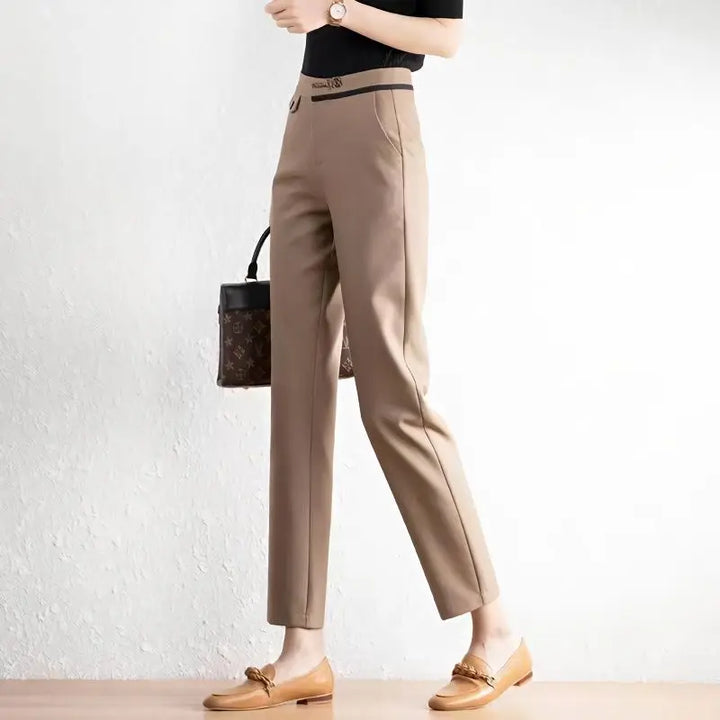 Célina Straight-Leg Cropped Trousers