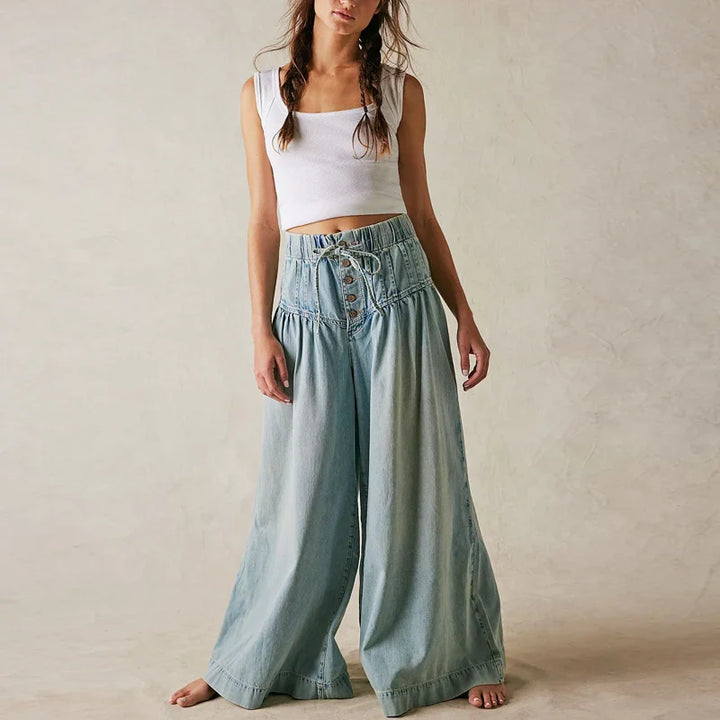Aria Pull-On Chambray Jeans
