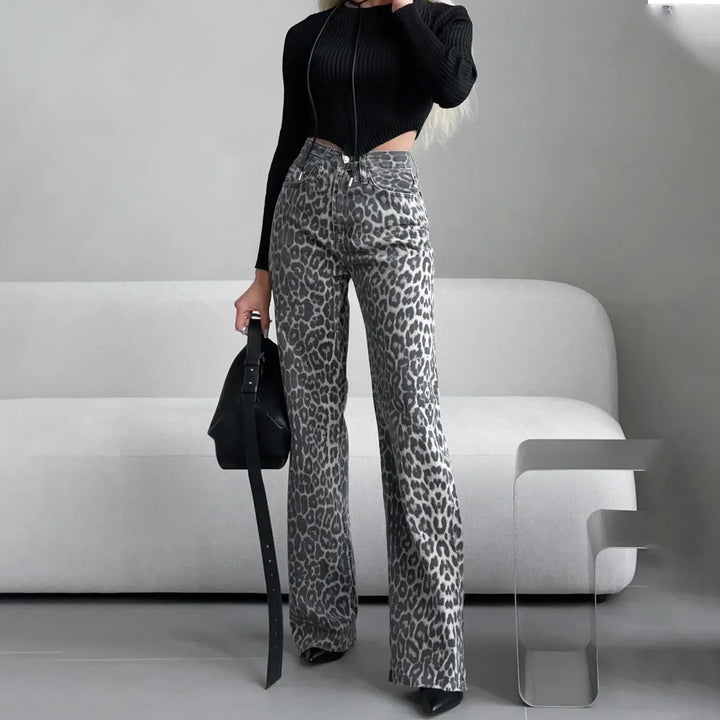 Noémi Leopard Straight-Leg Jeans