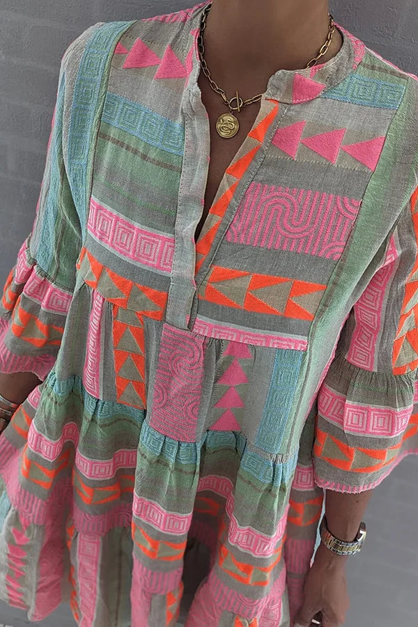 Lissie Printed A Line Spring Dress