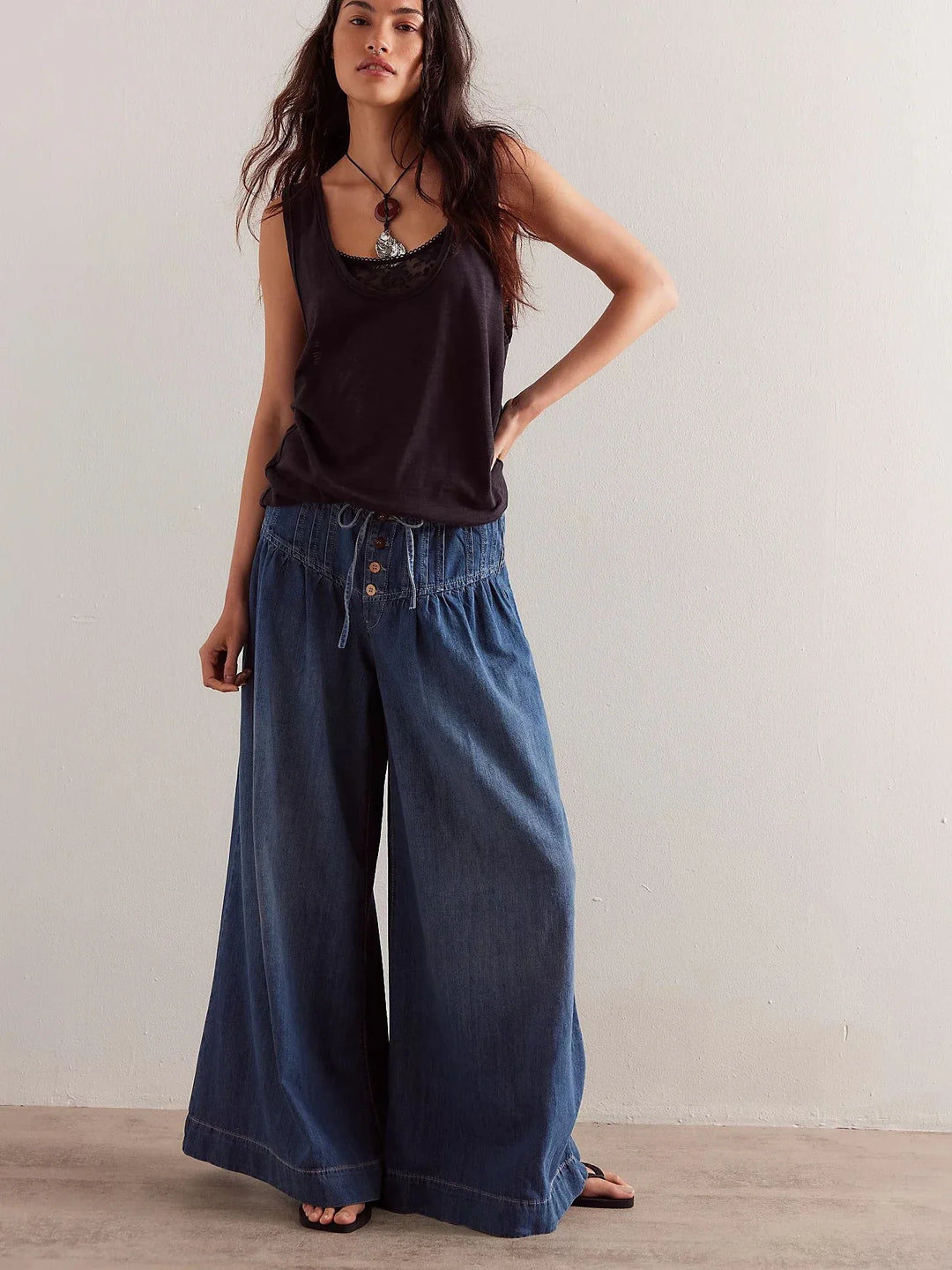 Aria Pull-On Chambray Jeans