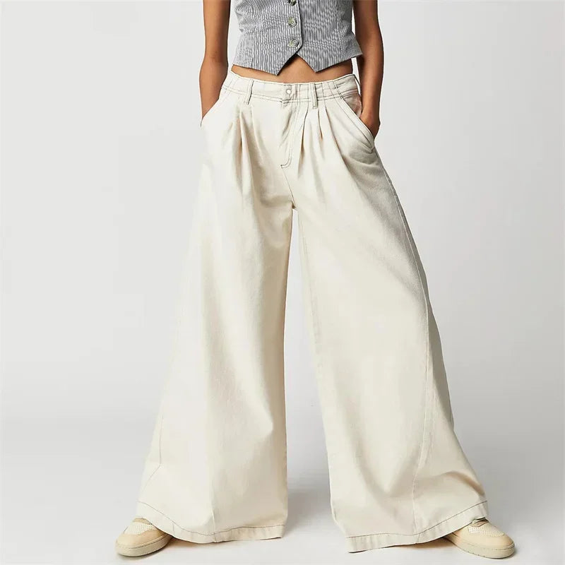 Vesper Pleated Wide-Lise Jeans
