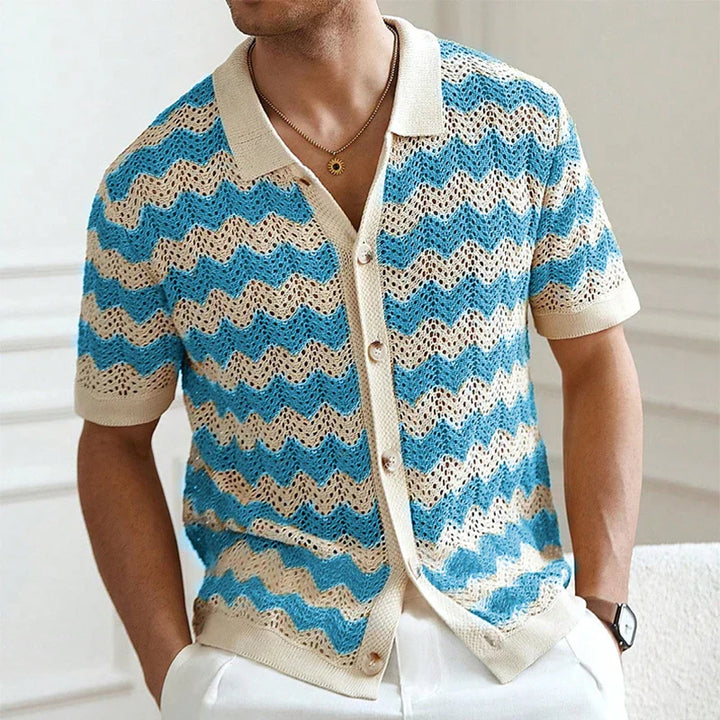 Marco Zigzag Crochet Knit Shirt
