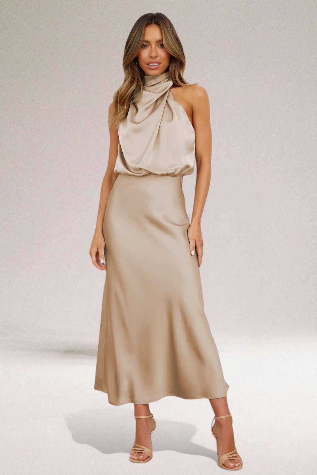 Flavia Halter Neck Evening Dress