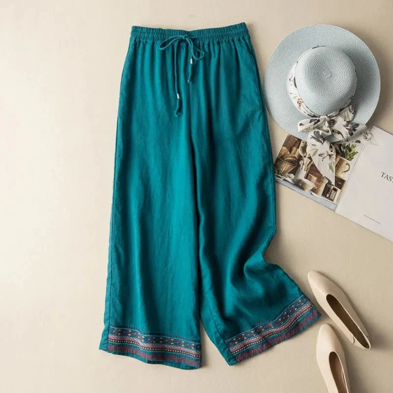 Selene Embroidered Wide Leg Pants
