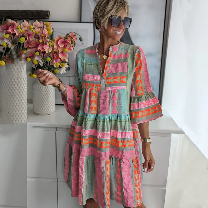 Lissie Printed A Line Spring Dress