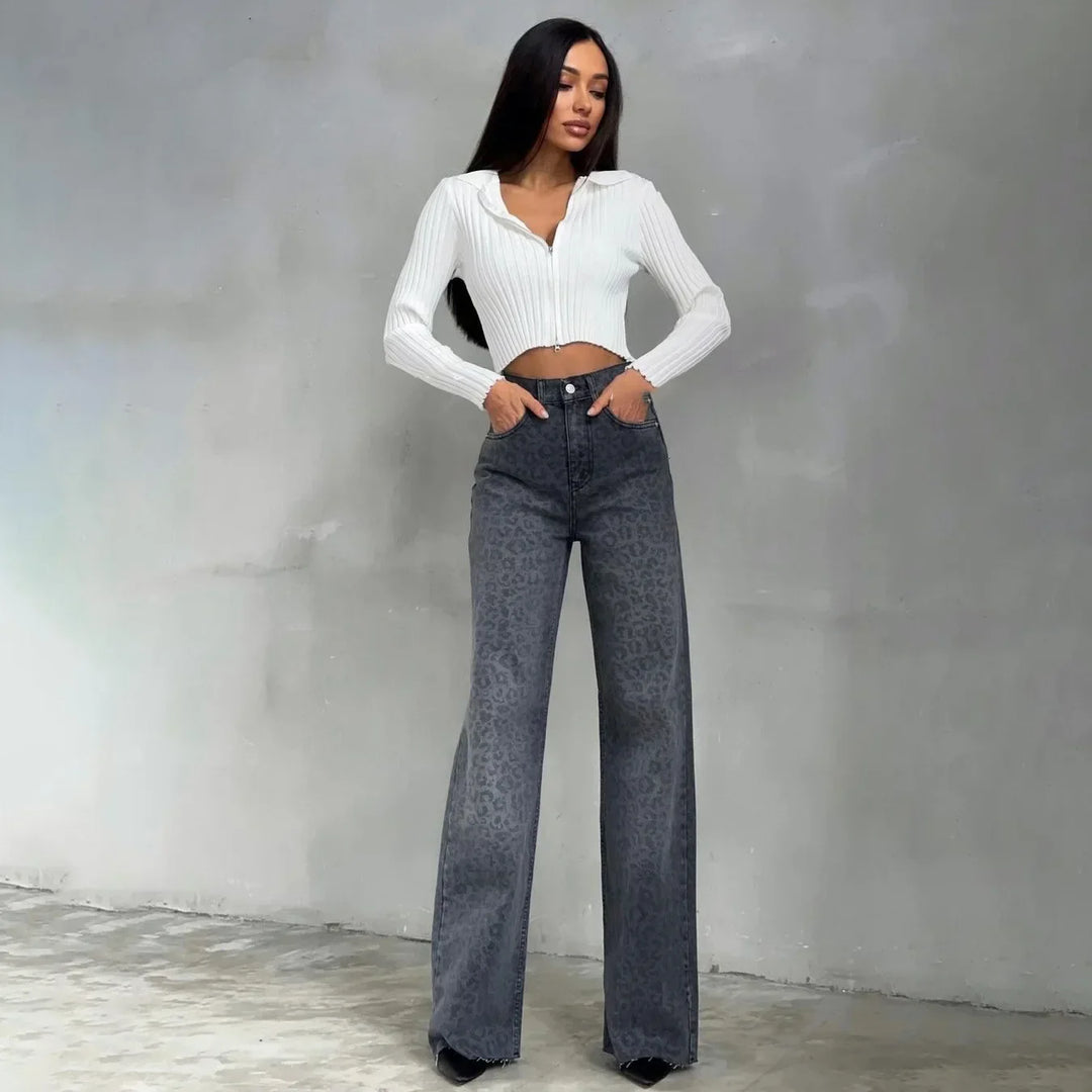 Noémi Leopard Straight-Leg Jeans