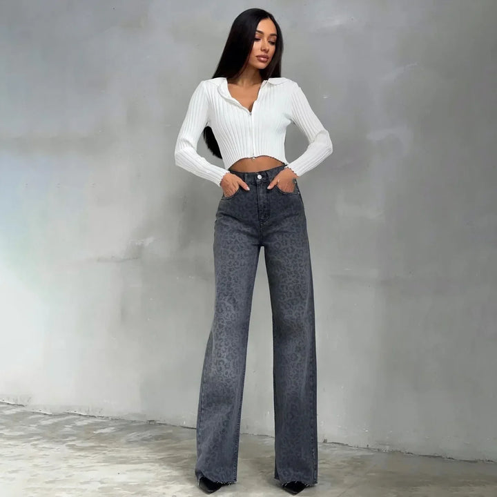 Noémi Leopard Straight-Leg Jeans
