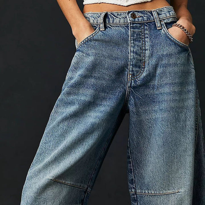 Everly Barrel-Leg Denim Jeans
