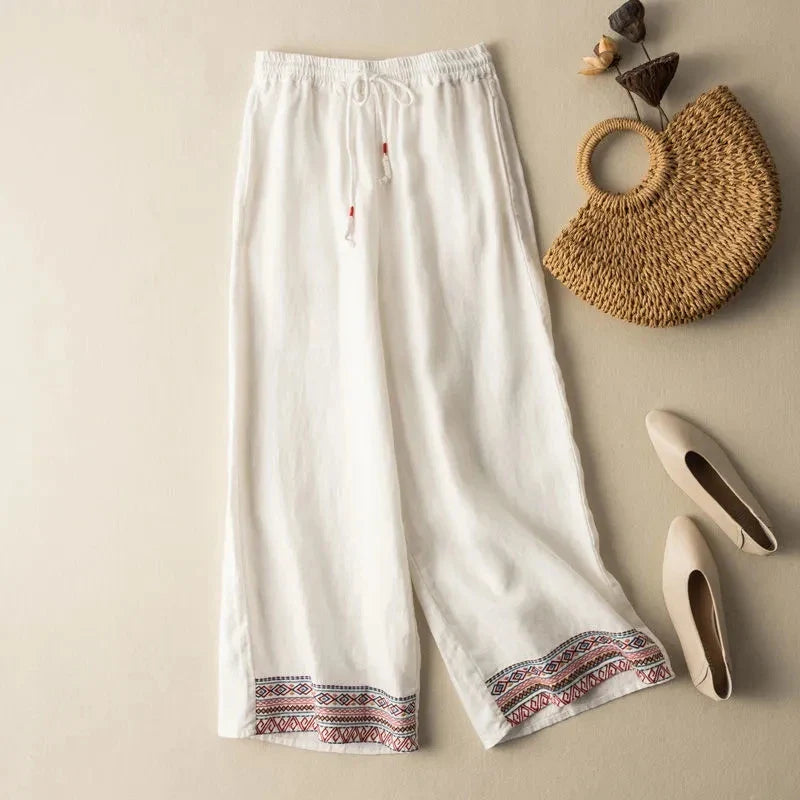 Selene Embroidered Wide Leg Pants