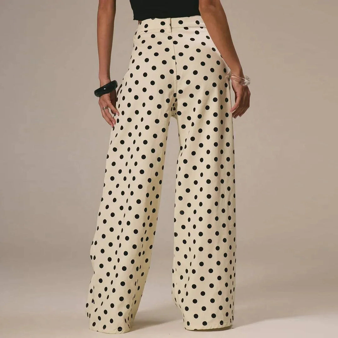 Polka Dot Wide-Leg Trousers