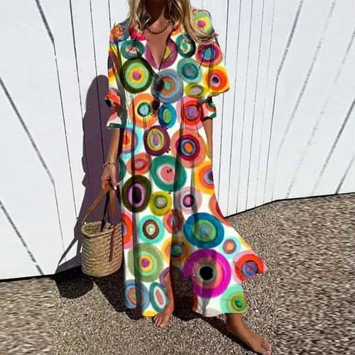 Fleuria Bohemian Print Maxi Dress