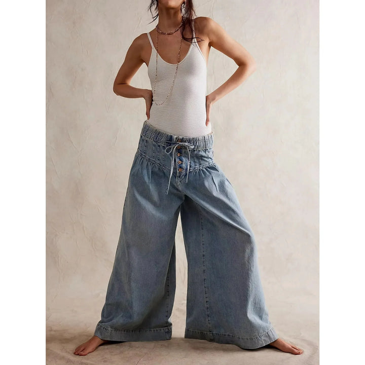 Aria Pull-On Chambray Jeans