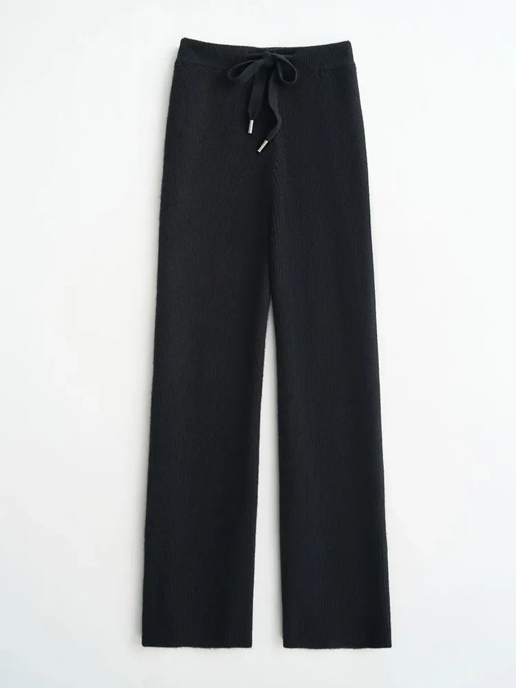 Elara Wool Knitted Wide Leg Pants