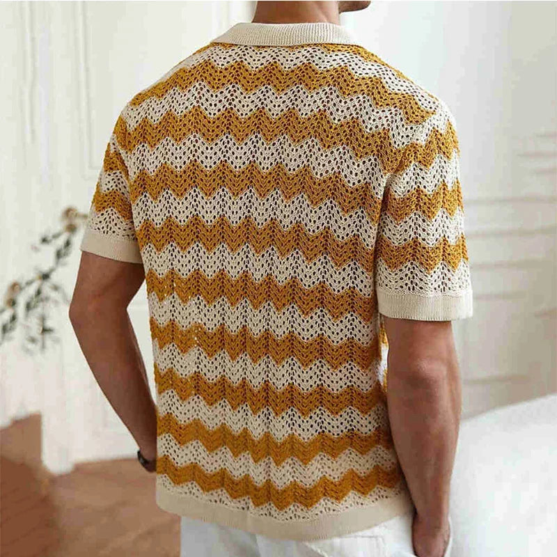 Marco Zigzag Crochet Knit Shirt