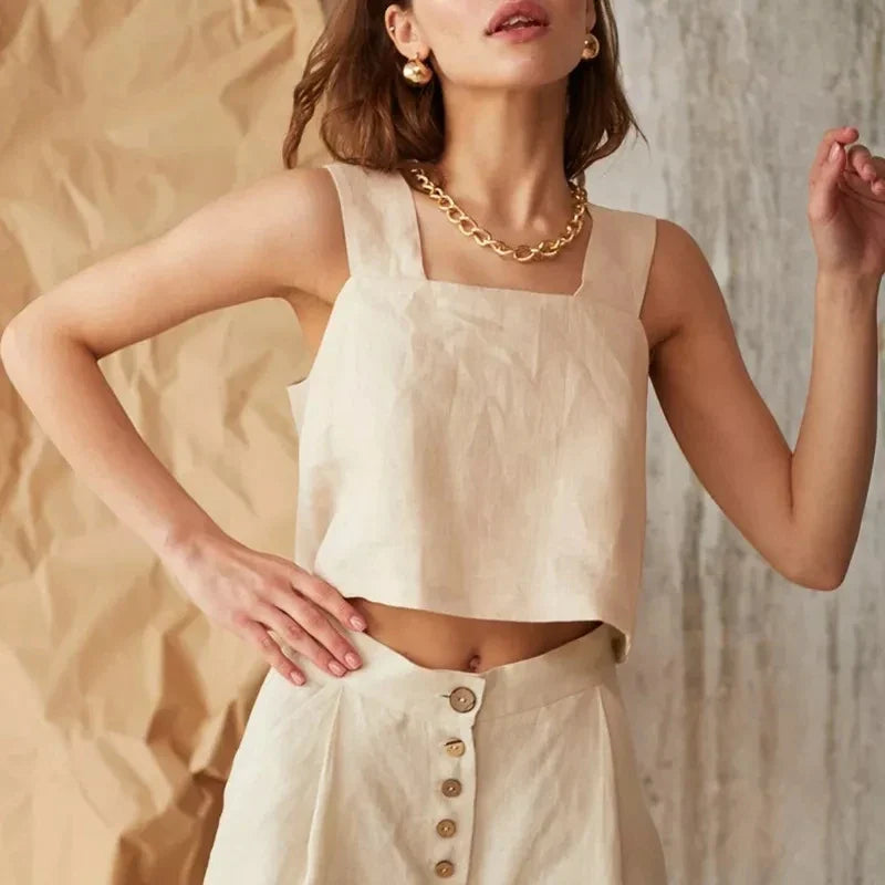 Solène Cotton Wide-Leg Everyday Pants