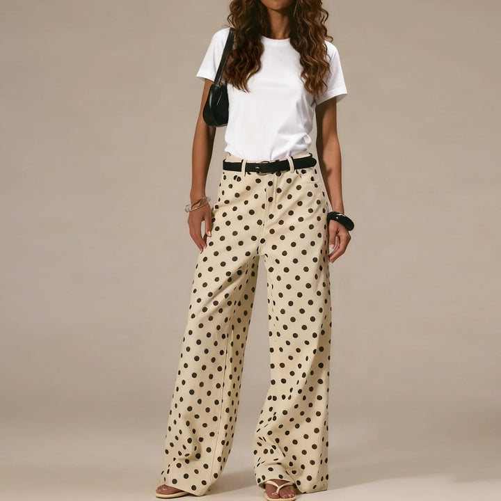 Polka Dot Wide-Leg Trousers