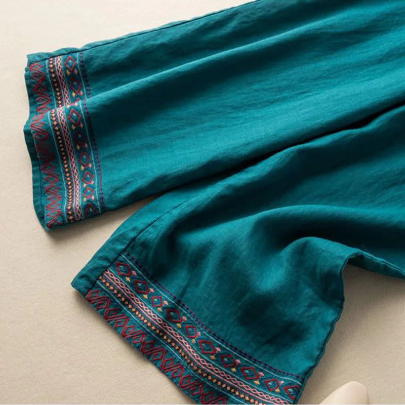 Selene Embroidered Wide Leg Pants
