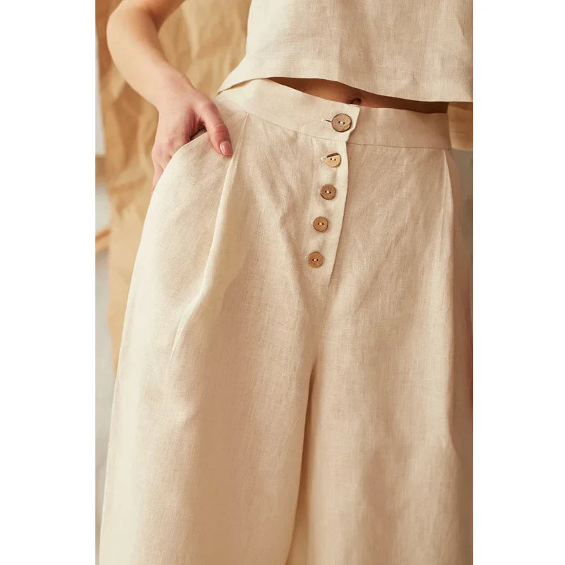 Solène Cotton Wide-Leg Everyday Pants