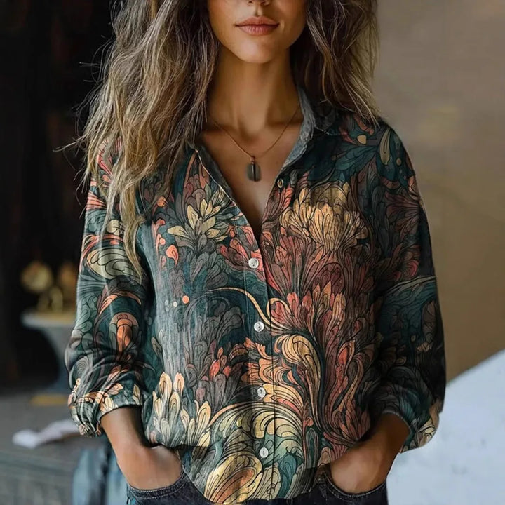Amara Vintage Floral Print Long-Sleeve Button-Down Shirt