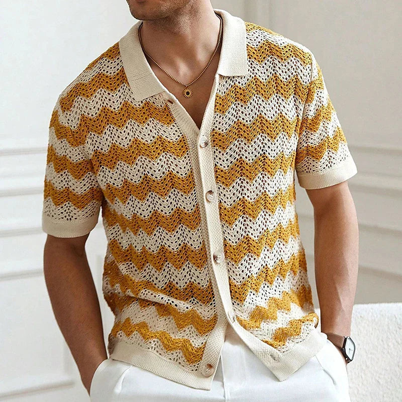 Marco Zigzag Crochet Knit Shirt