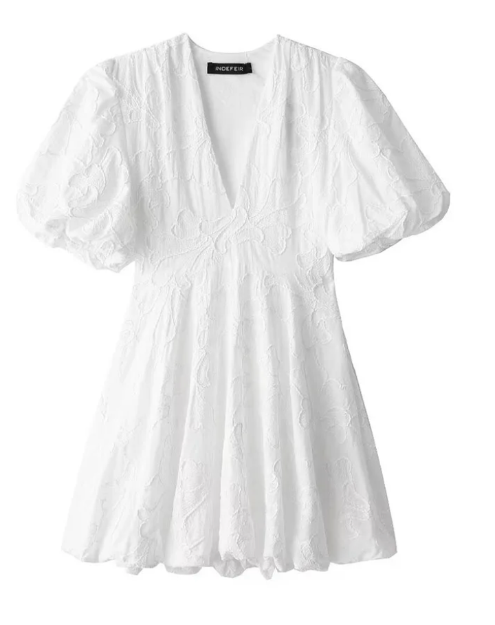 Evelina Floral Puff-Sleeve Dress