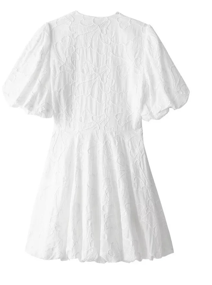 Evelina Floral Puff-Sleeve Dress