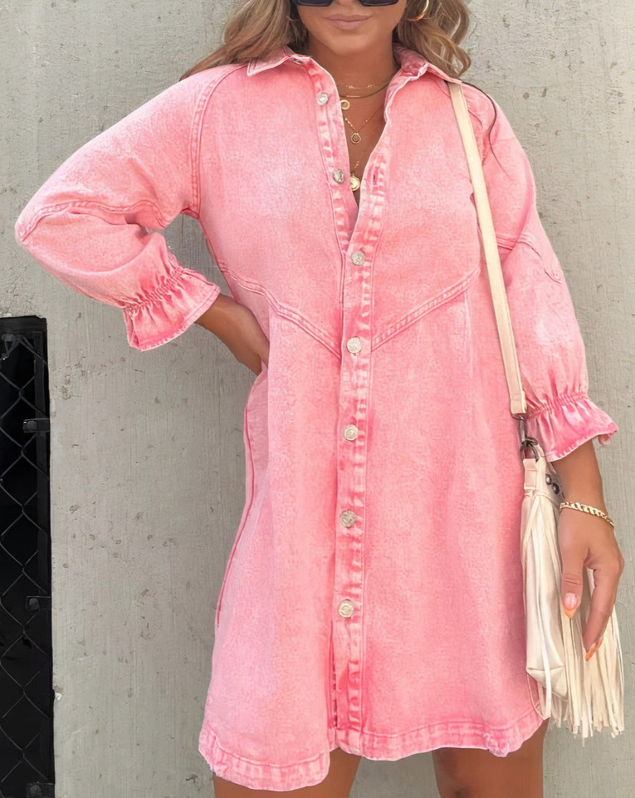 Sorelle Button Detail Denim Dress