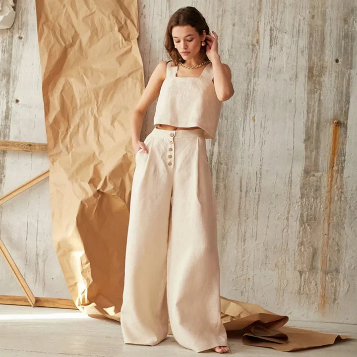Solène Cotton Wide-Leg Everyday Pants