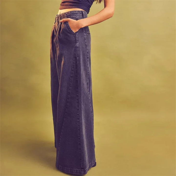 Vesper Pleated Wide-Lise Jeans