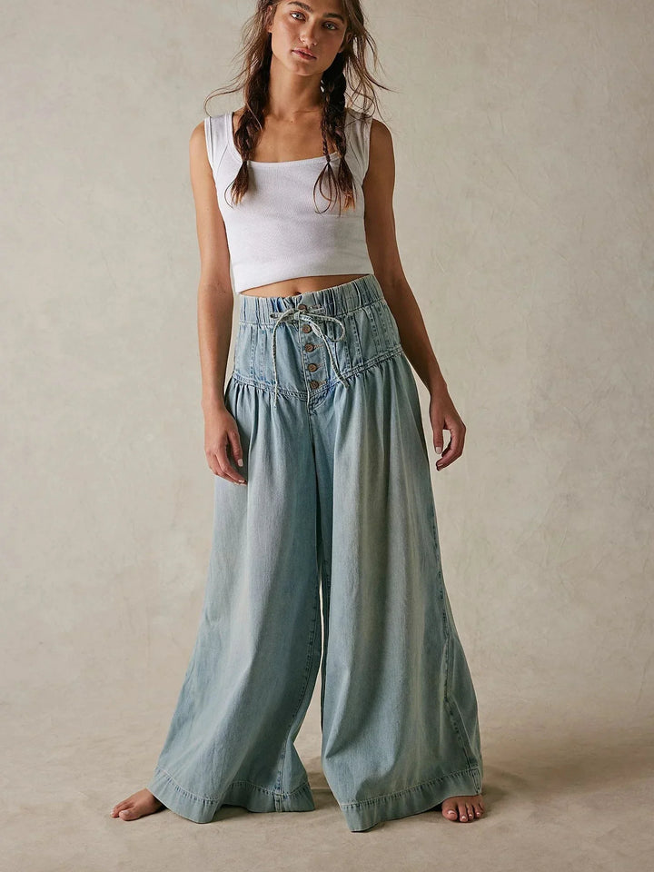 Aria Pull-On Chambray Jeans