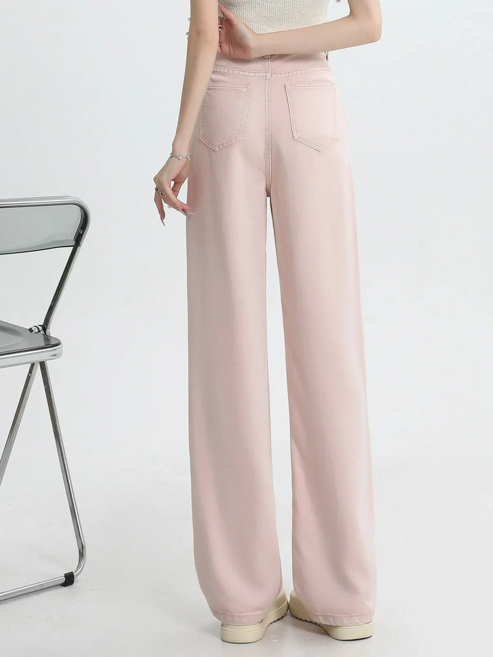 Rosalie Pink Wide-Leg Denim Jeans