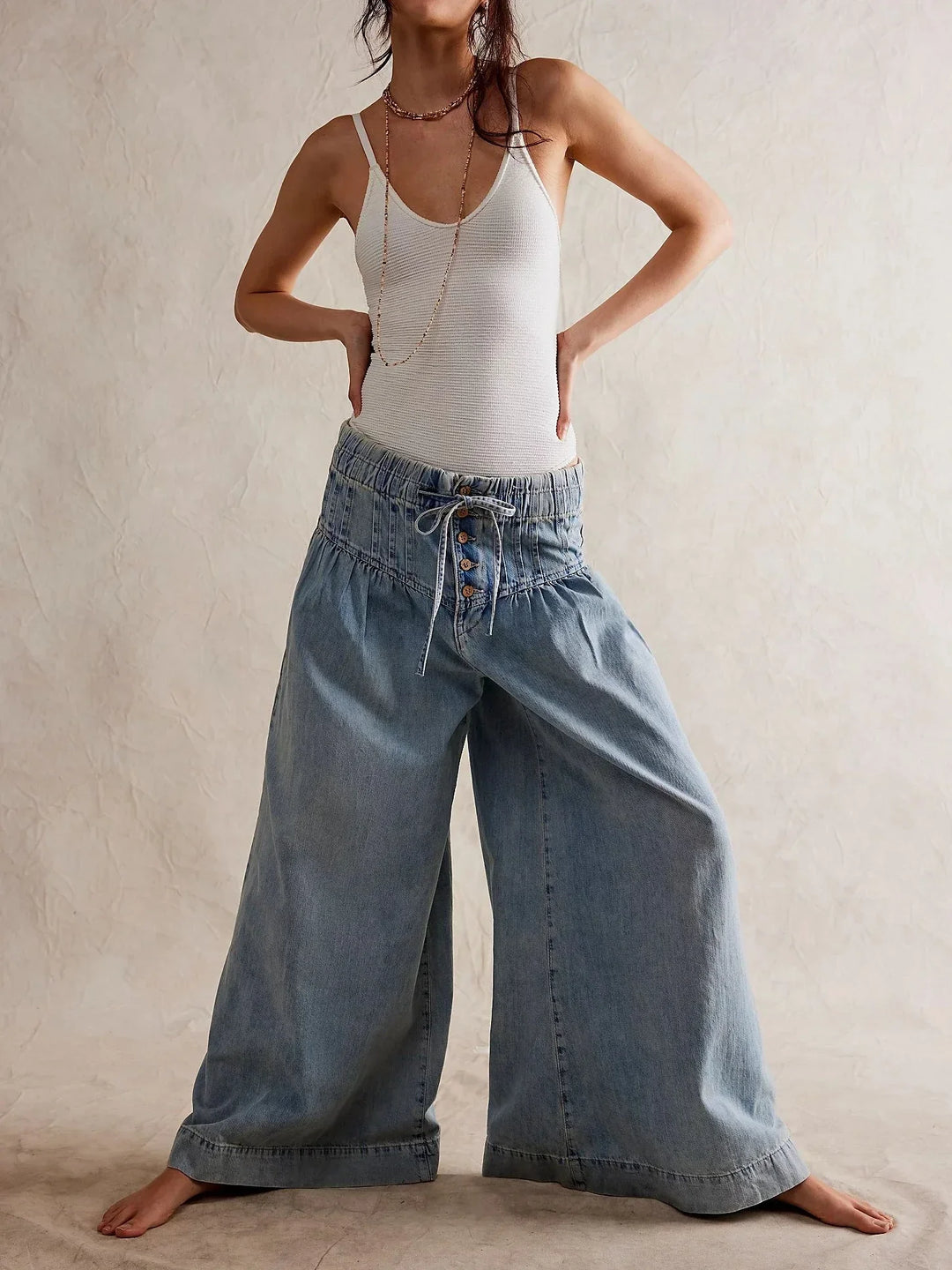 Aria Pull-On Chambray Jeans