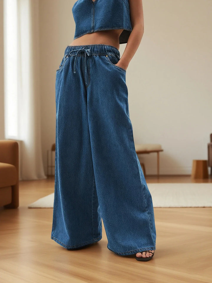 Auren Drawstring Wide-Leg Jeans