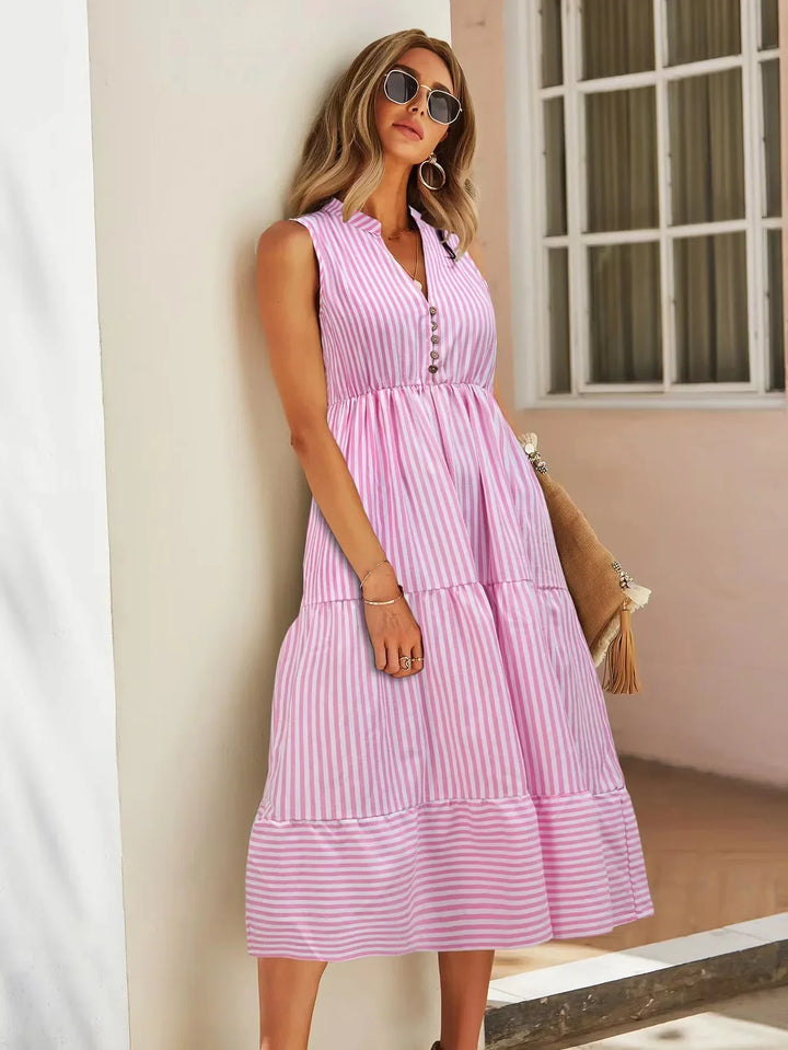 Celine Striped Tiered Summer Dress