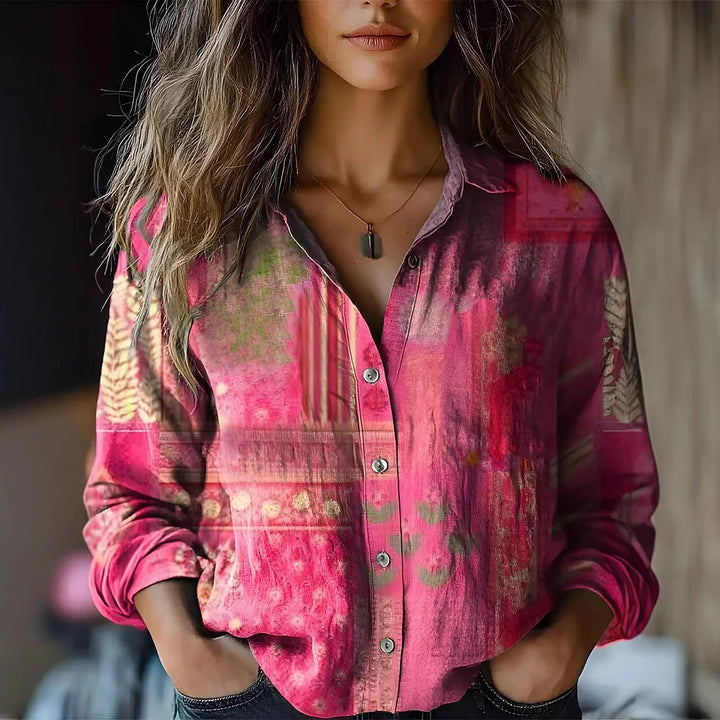 Amara Vintage Floral Print Long-Sleeve Button-Down Shirt