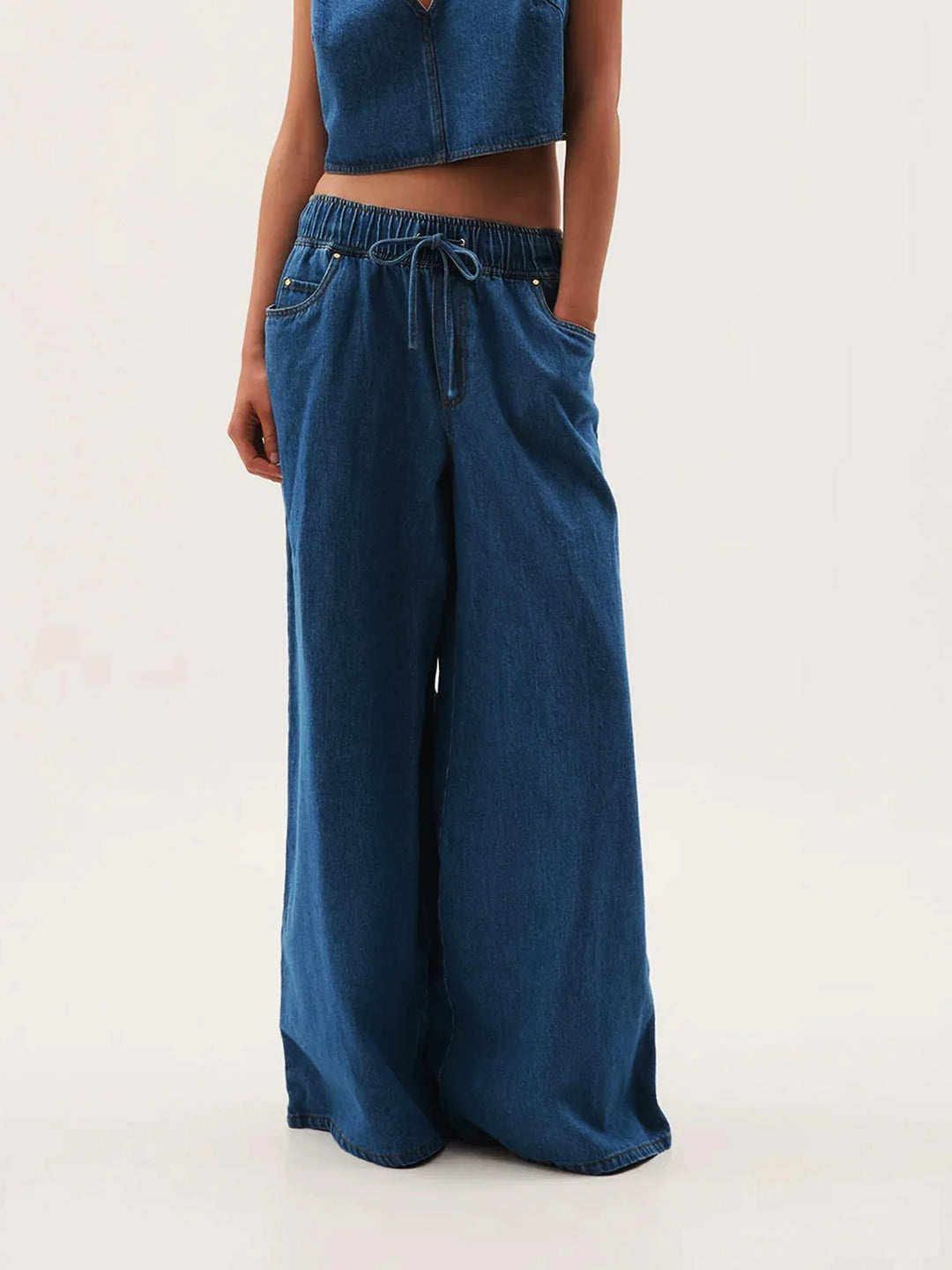 Auren Drawstring Wide-Leg Jeans