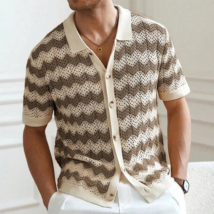 Marco Zigzag Crochet Knit Shirt