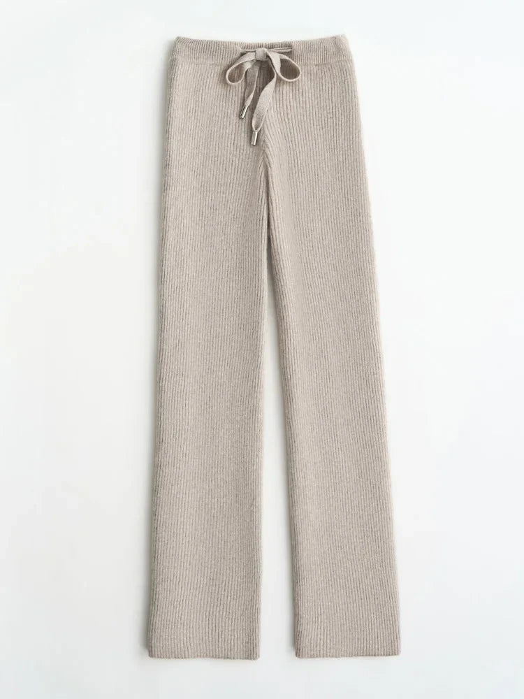 Elara Wool Knitted Wide Leg Pants