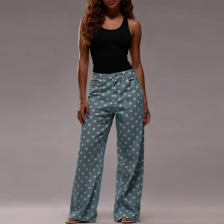 Polka Dot Wide-Leg Trousers